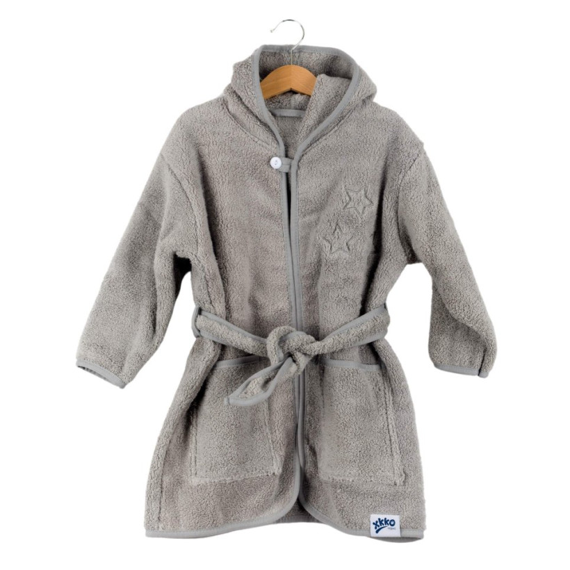Szlafrok z bawełny organicznej XKKO Organic - Silver Stars 6-12m