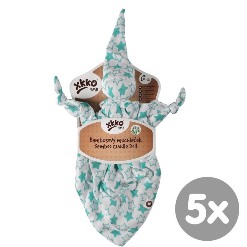Przytulanka bambusowa XKKO BMB - Little Stars Turquoise 5x1szt. (Hurtowe opak.)