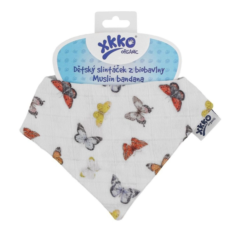 Bandanka XKKO Organic - Butterflies 3x1szt. (Hurtowe opak.)