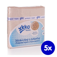 Pieluszki XKKO Organic 70x70 Organic  Bird Eye - Natural 5x5szt. (Hurtowe opak.)