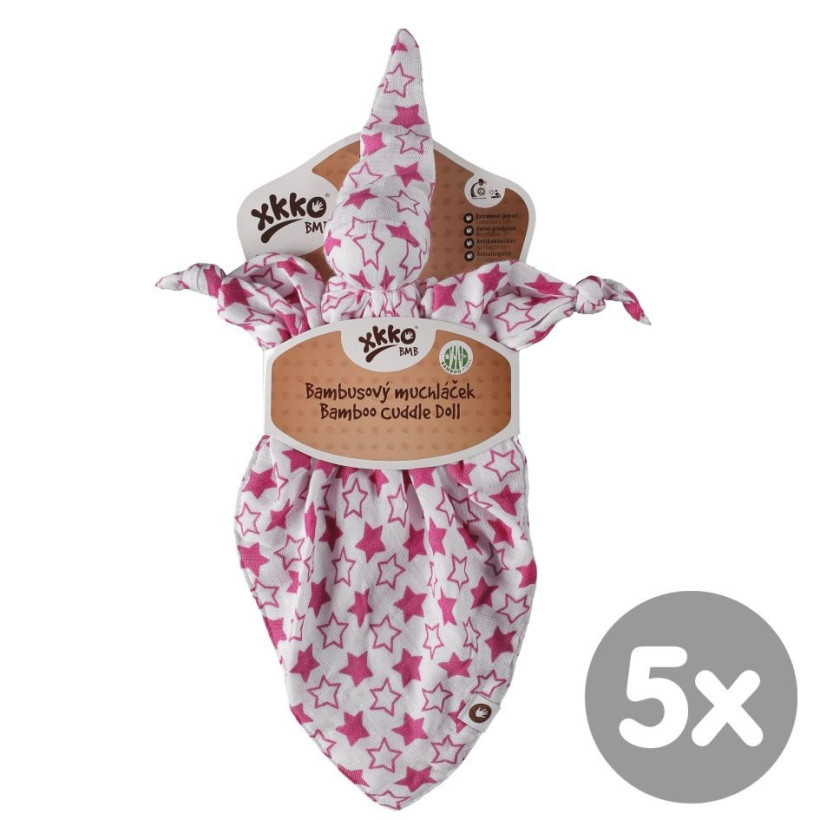 Przytulanka bambusowa XKKO BMB - Little Stars Magenta 5x1szt. (Hurtowe opak.)