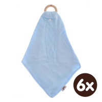 Gryzak bambusowy XKKO BMB z muślinem - Baby Blue 6x1szt. (Hurt. opak.)