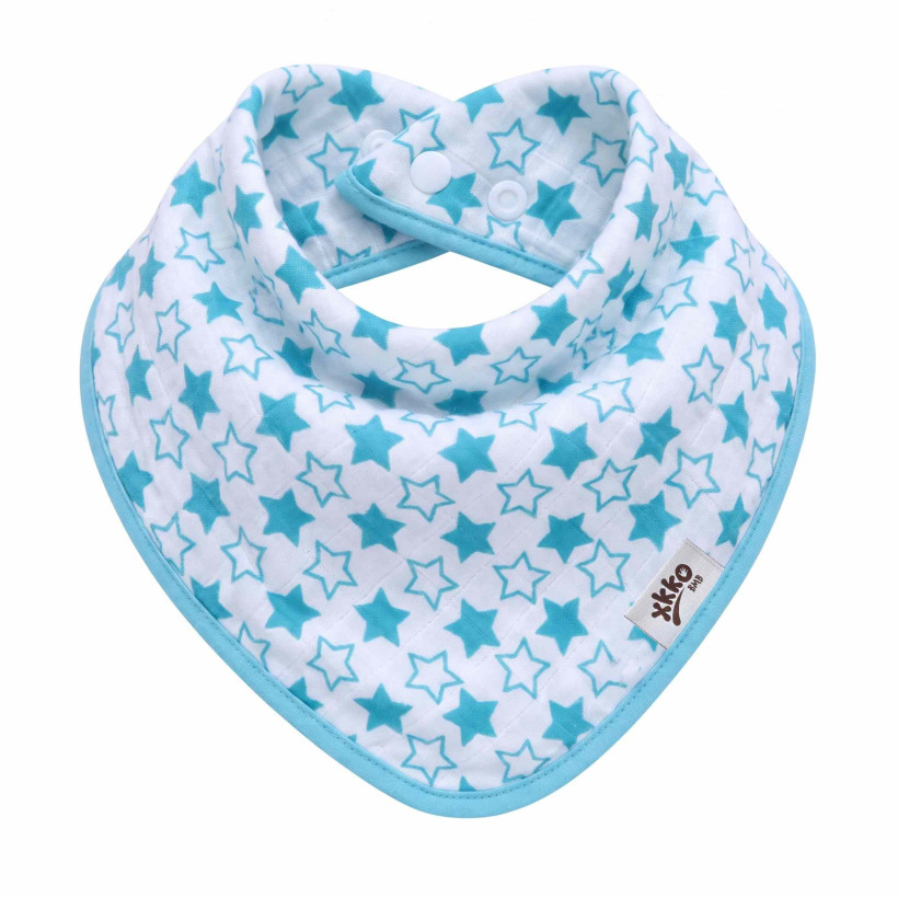 Bandanka bambusowa XKKO BMB - Little Stars Turquoise 3x1szt. (Hurtowe opak.)