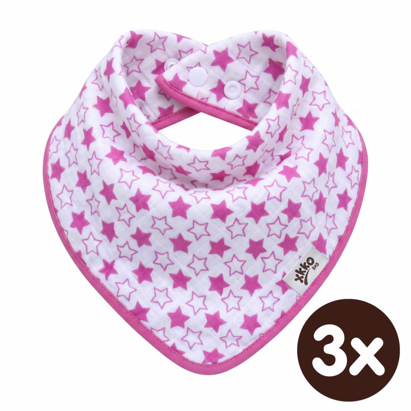 Bandanka bambusowa XKKO BMB - Little Stars Magenta 3x1szt. (Hurtowe opak.)