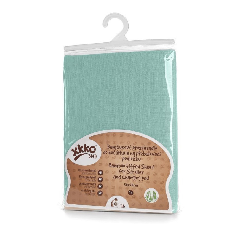 Bambusowe prześcieradło z gumką XKKO BMB 50x70 - Mint 5x1szt (Hurtowe opak.)