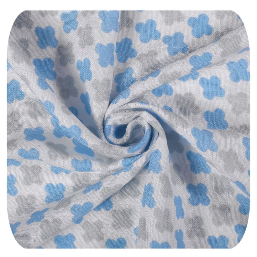 Pielucha bambusowa XKKO BMB 90x100 - Scandinavian Baby Blue Cross