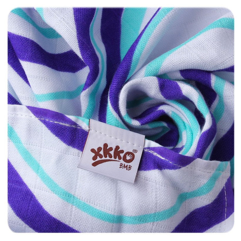 Bambusowe pieluchy XKKO BMB 70x70 - Hearts&Waves Ocean Blue MIX 10x3st. (Hurtowe opak.)