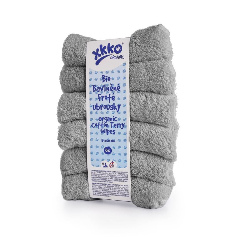 Frotte serwetki XKKO Organic 21x21 - Silver 5x6szt. (Hurtowe opak.)