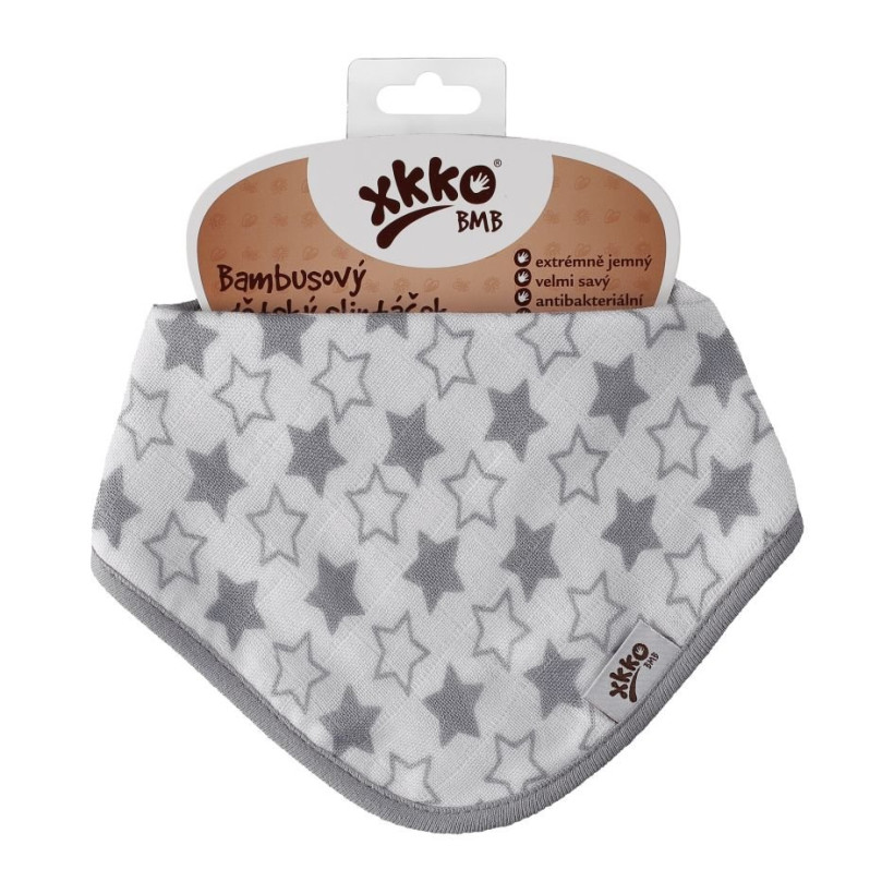 Bandanka bambusowa XKKO BMB - Little Stars Silver 3x1szt. (Hurtowe opak.)