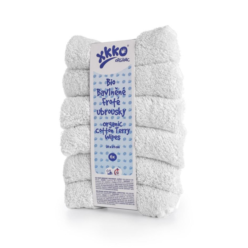 Frotte serwetki XKKO Organic 21x21-  Białe