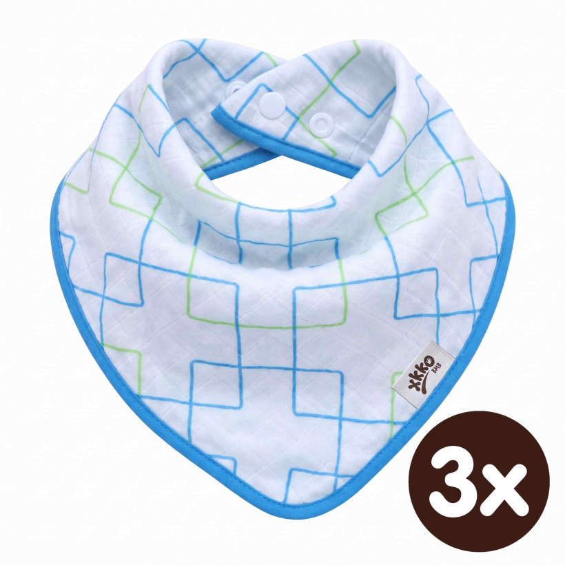 Bandanka bambusowa XKKO BMB - Cyan Squares 3x1szt. (Hurtowe opak.)