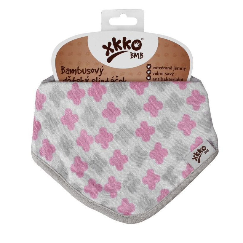 Bandanka bambusowa XKKO BMB - Scandinavian Baby Pink Cross