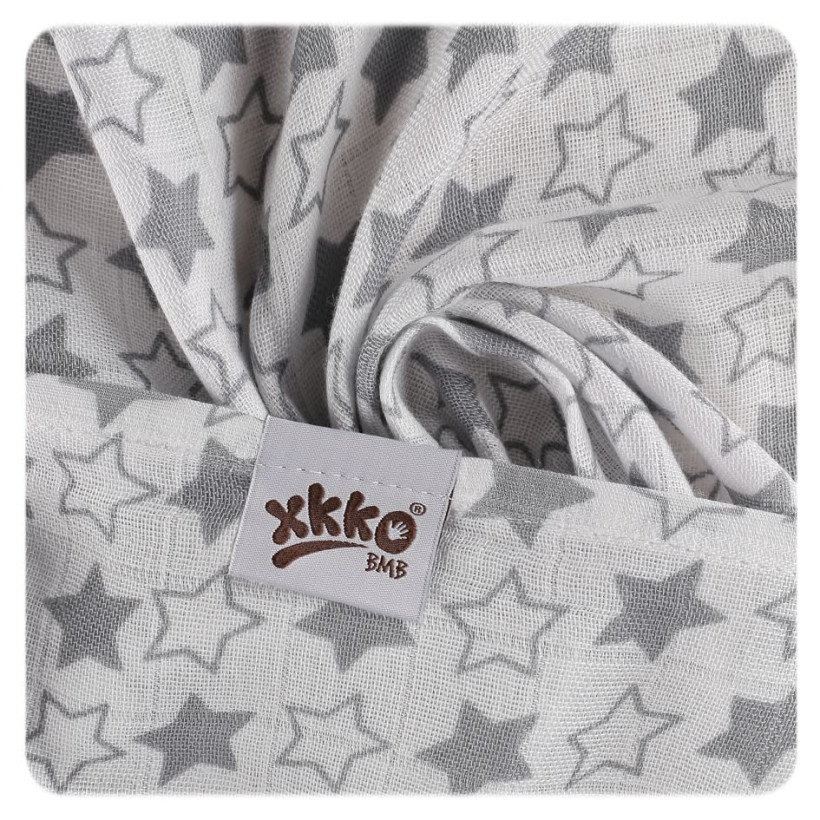 Bambusowa muślinowa pielucha XKKO BMB 120x120 - Little Stars Silver