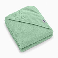 Ręcznik z kapturkiem z bawełny organicznej XKKO Organic 90x90 - Mint Stars 5x1szt. (Hurtowe opak.)