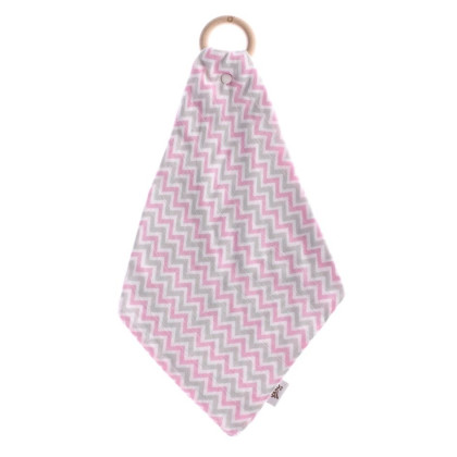 Gryzak bambusowy XKKO BMB z muślinem - Chevron Baby Pink