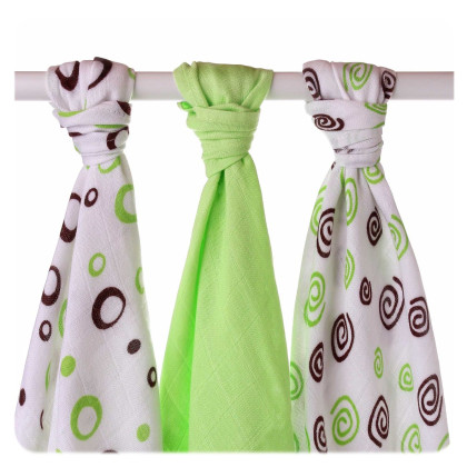 Bambusowe pieluchy XKKO BMB 70x70 - Spirals&Bubbles Lime MIX