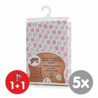 Bambusowe prześcieradło z gumką XKKO BMB 120x60 - Baby Pink Cross 5x1szt. (Hurtowe opak.)