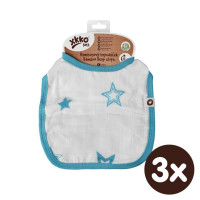 Bambusowy śliniak XKKO BMB - Cyan Stars 3x1szt. (Hurtowe opak.)