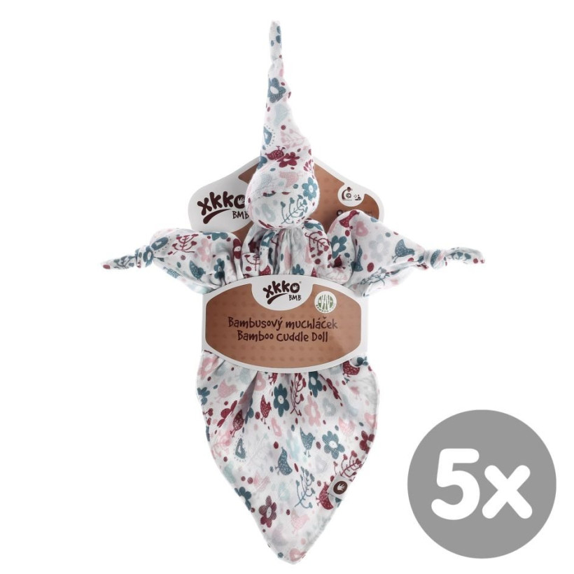 Przytulanka bambusowa XKKO BMB - Flowers&Birds Girls 5x1szt. (Hurtowe opak.)
