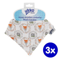 Bandanka XKKO Organic - Fox&Raccoon 3x1szt. (Hurtowe opak.)