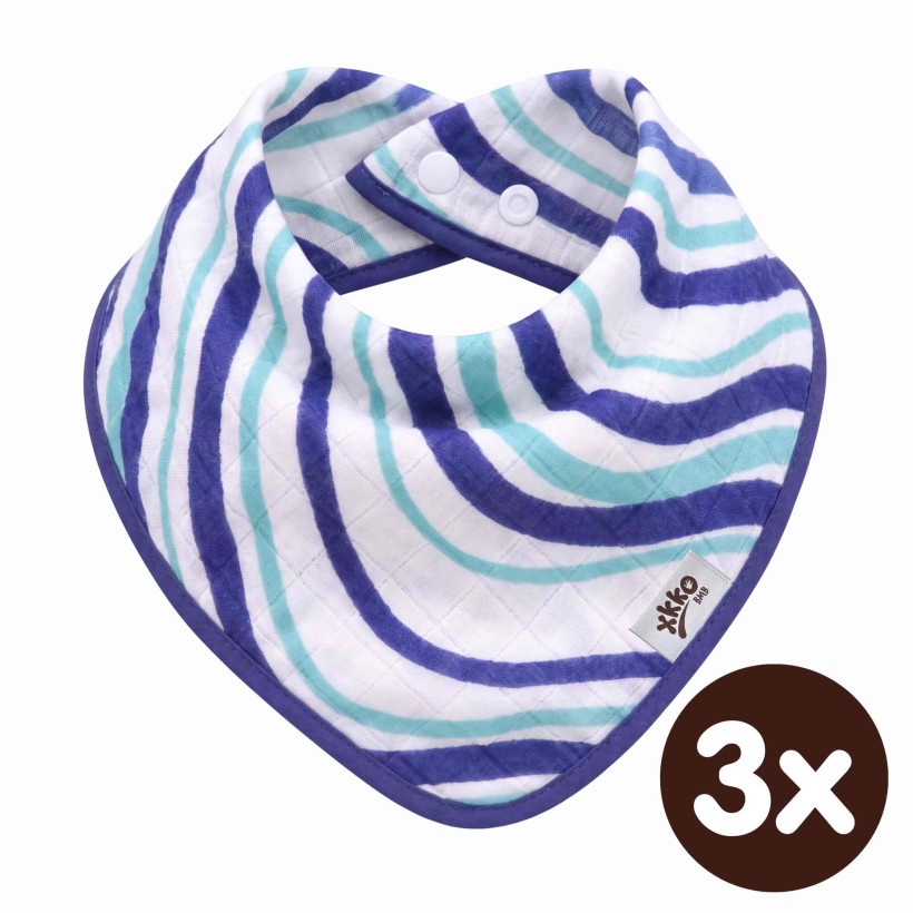 Bandanka bambusowa XKKO BMB - Ocean Blue Waves 3x1szt. (Hurtowe opak.)