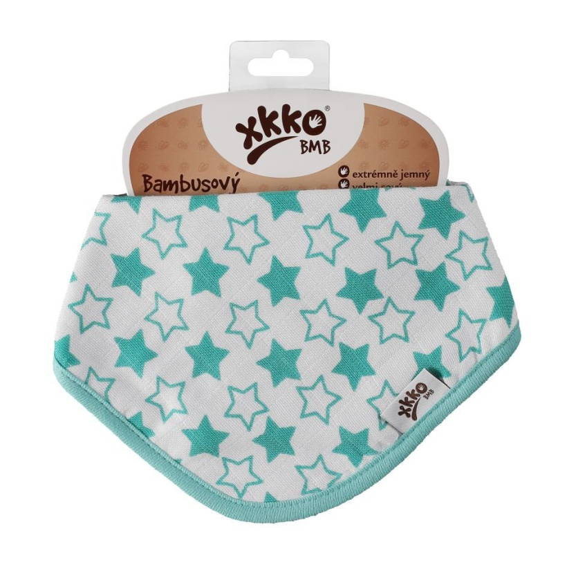 Bandanka bambusowa XKKO BMB - Little Stars Turquoise 3x1szt. (Hurtowe opak.)