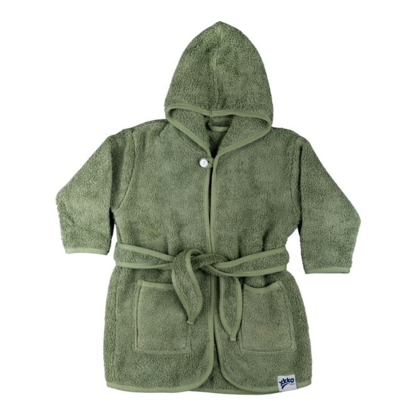 Szlafrok z bawełny organicznej XKKO Organic - Granite Green 12-24m 5x1szt. (Hurtowe opak.)