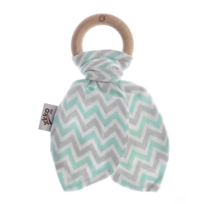 Gryzak bambusowy XKKO BMB Liść - Chevron Mint 6x1szt. (Hurt. opak.)