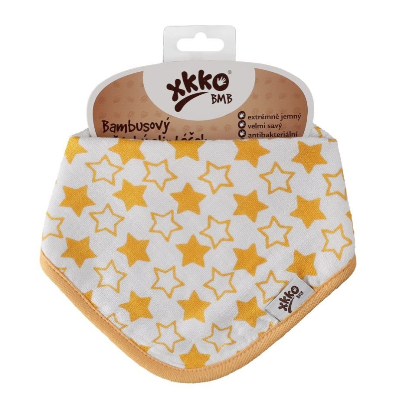 Bandanka bambusowa XKKO BMB - Little Stars Orange 3x1szt. (Hurtowe opak.)