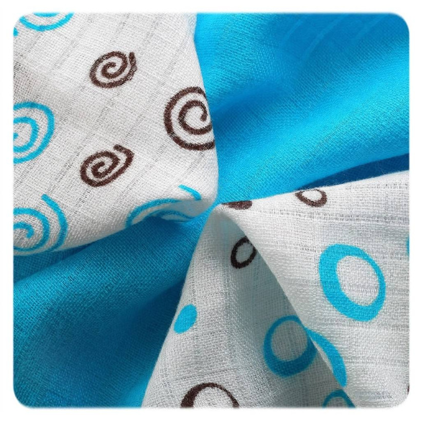 Bambusowe pieluchy XKKO BMB 30x30 - Spirals&Bubbles Cyan MIX