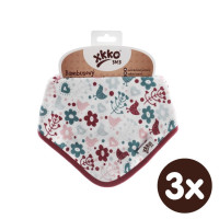 Bandanka bambusowa XKKO BMB - Flowers&Birds Girls 3x1szt. (Hurtowe opak.)