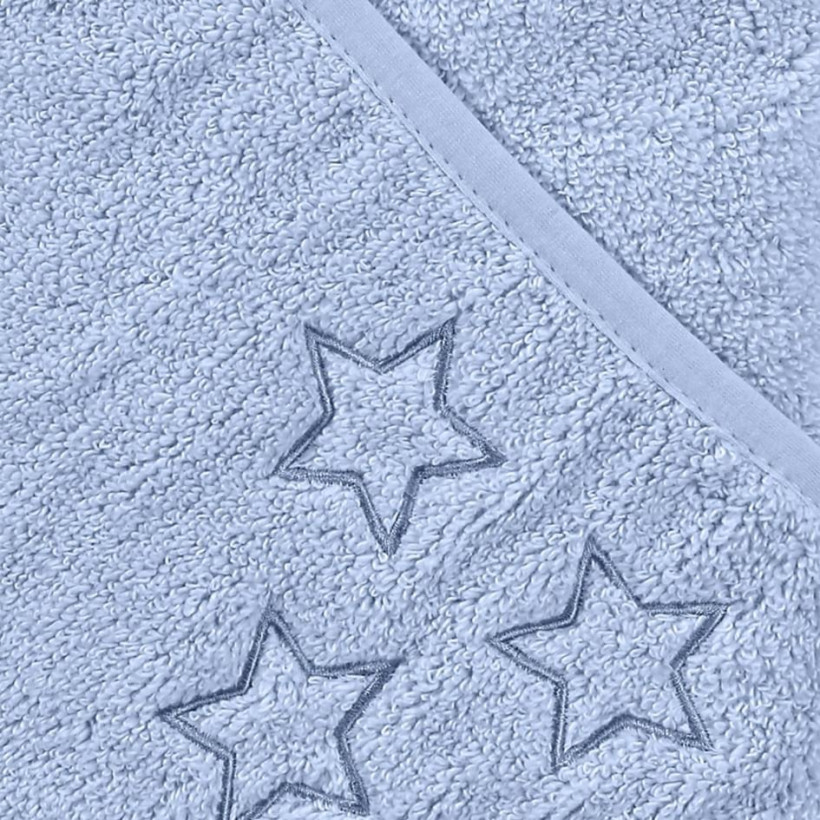 Ręcznik z kapturkiem z bawełny organicznej XKKO Organic 90x90 - Baby Blue Stars 5x1szt. (Hurtowe opak.)