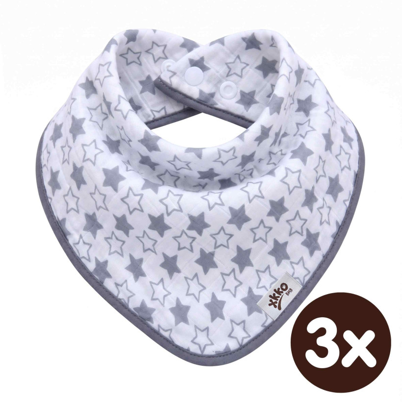 Bandanka bambusowa XKKO BMB - Little Stars Silver 3x1szt. (Hurtowe opak.)