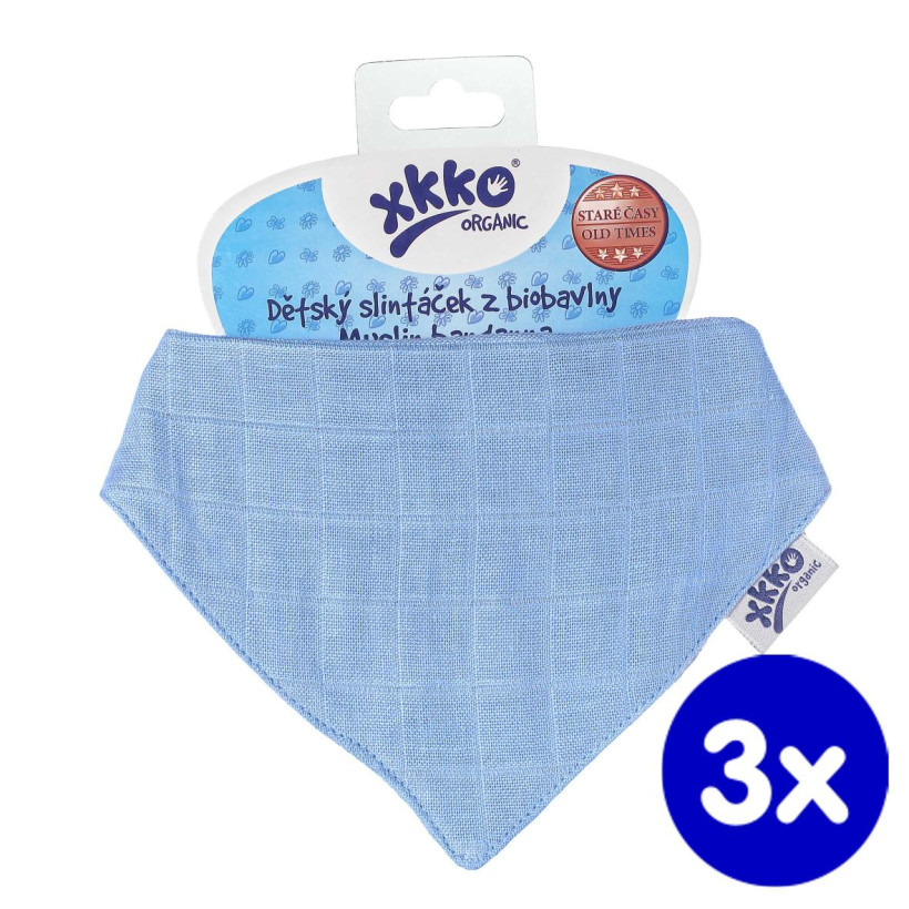 Bandanka XKKO Organic Stare Czasy - Ocean Blue 3x1szt. (Hurtowe opak.)