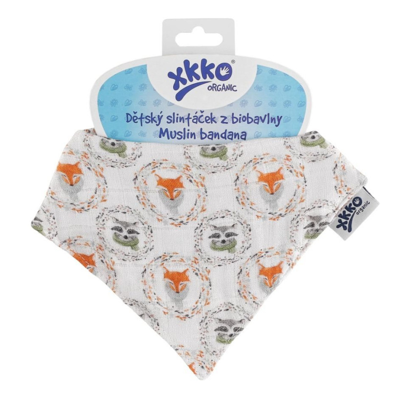Bandanka XKKO Organic - Fox&Raccoon 3x1szt. (Hurtowe opak.)