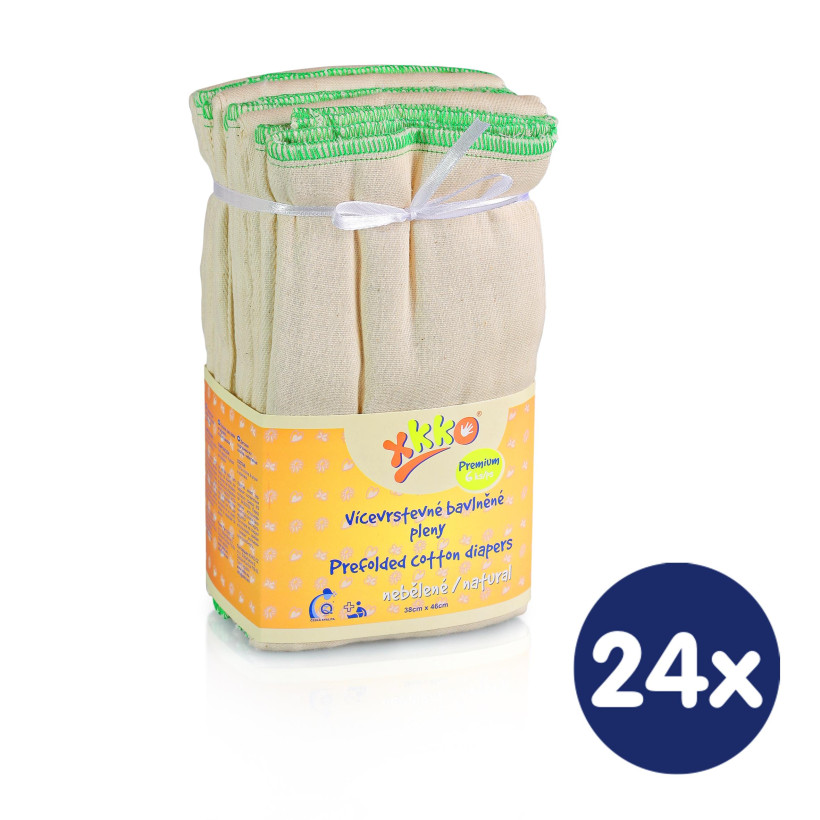 Prefoldy XKKO Classic (4/8/4) - Premium Natural 24x6szt. (Hurtowe opak.)