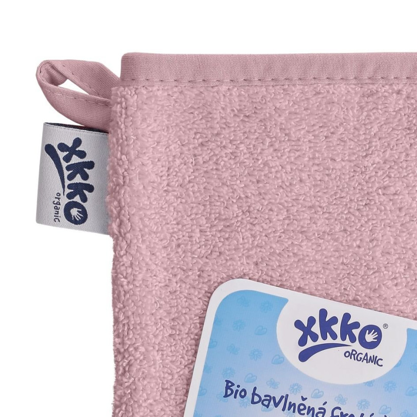 Rękawica kąpielowa z bawełny organicznej XKKO Organic - Baby Pink 5x1szt. (Hurtowe opak.)