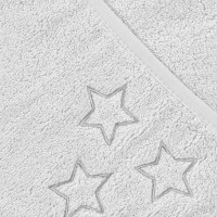 Ręcznik z kapturkiem z bawełny organicznej XKKO Organic 90x90 - White Stars 5x1szt. (Hurtowe opak.)