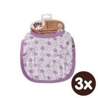 Bambusowy śliniak XKKO BMB - Little Stars Lilac 3x1szt. (Hurtowe opak.)