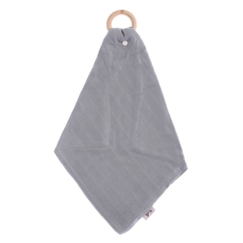 Gryzak bambusowy XKKO BMB z muślinem - Silver 6x1szt. (Hurt. opak.)