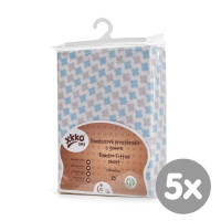 Bambusowe prześcieradło z gumką XKKO BMB 120x60 - Baby Blue Cross 5x1szt. (Hurtowe opak.)