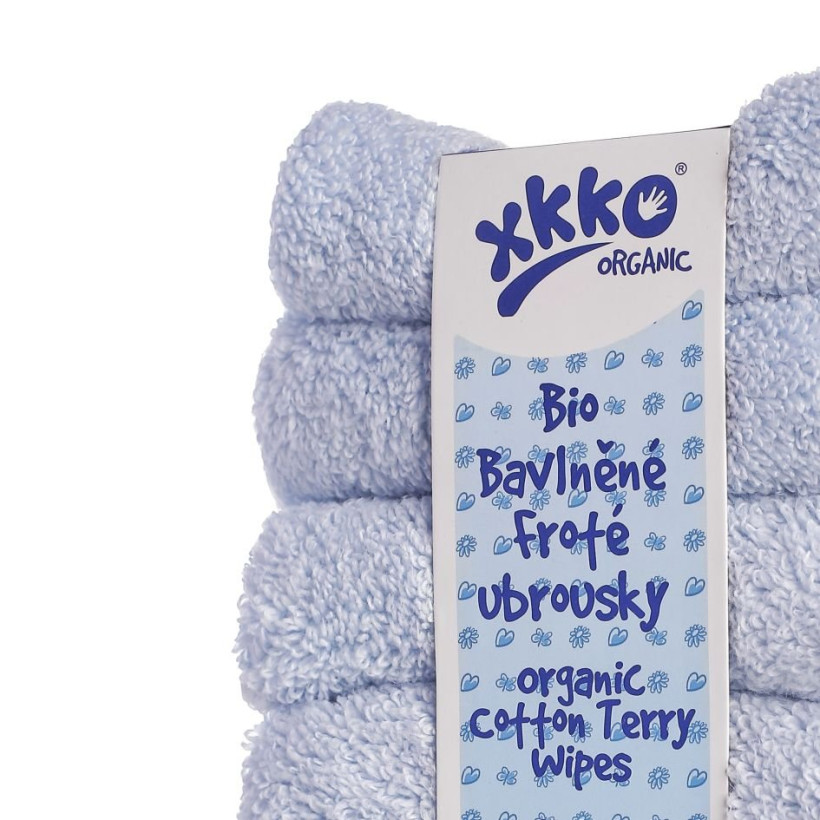 Frotte serwetki XKKO Organic 21x21 - Baby Blue 5x6szt. (Hurtowe opak.)