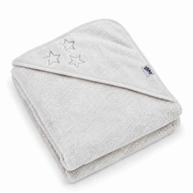 Ręcznik z kapturkiem z bawełny organicznej XKKO Organic 90x90 - White Stars