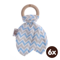 Gryzak bambusowy XKKO BMB Liść - Chevron Baby Blue 6x1szt. (Hurt. opak.)