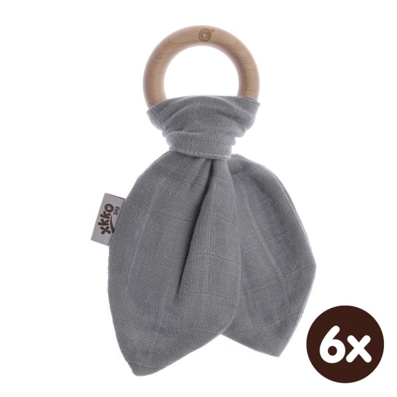 Gryzak bambusowy XKKO BMB Liść - Silver 6x1szt. (Hurt. opak.)