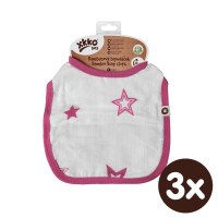 Bambusowy śliniak XKKO BMB - Magenta Stars 3x1szt. (Hurtowe opak.)