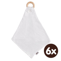 Gryzak bambusowy XKKO BMB z muślinem - White 6x1szt. (Hurt. opak.)