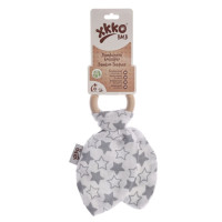 Gryzak bambusowy XKKO BMB Liść - Silver Little Stars 6x1szt. (Hurt. opak.)