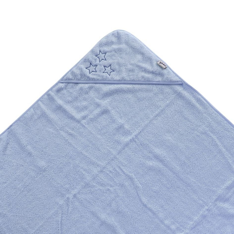 Ręcznik z kapturkiem z bawełny organicznej XKKO Organic 90x90 - Baby Blue Stars 5x1szt. (Hurtowe opak.)