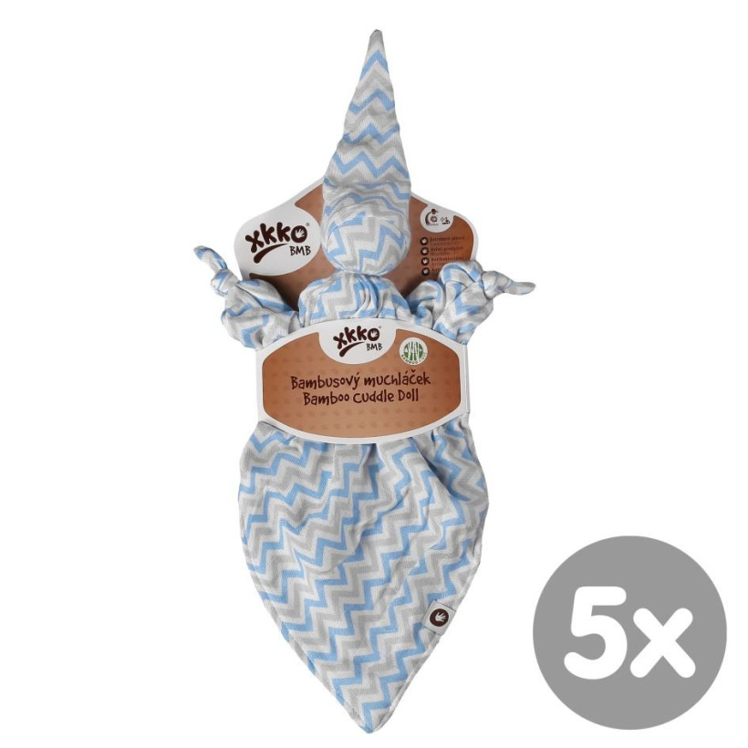 Przytulanka bambusowa XKKO BMB - Baby Blue Chevron 5x1szt. (Hurtowe opak.)